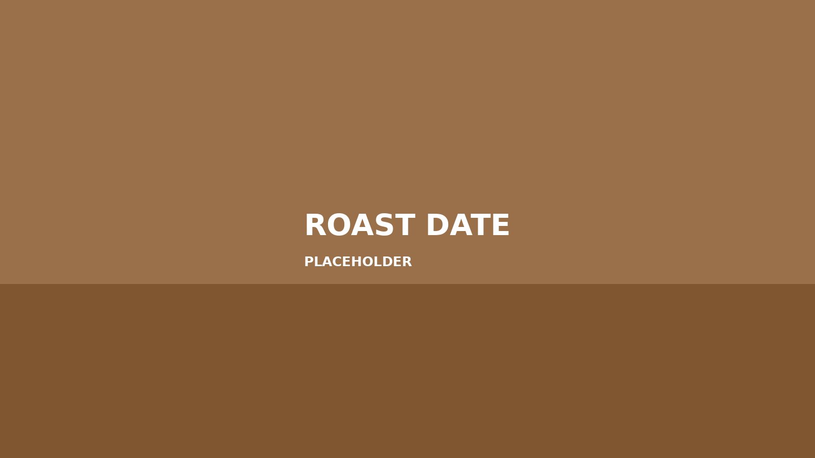 A whole bean coffee bag with a printed roast date next to a scoop of beans